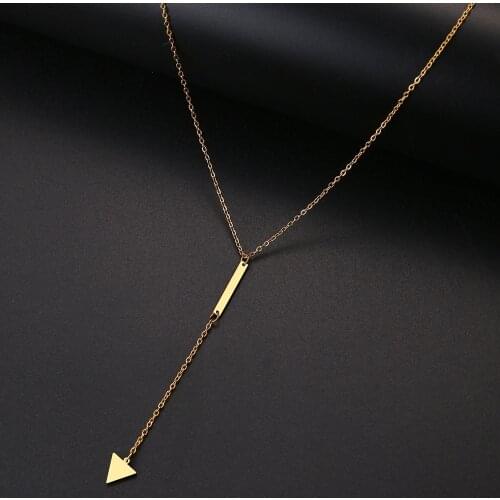 DOTIFI For Women Simple Necklace Stick Triangle Pendant New Stainless Steel Fashion Jewelry