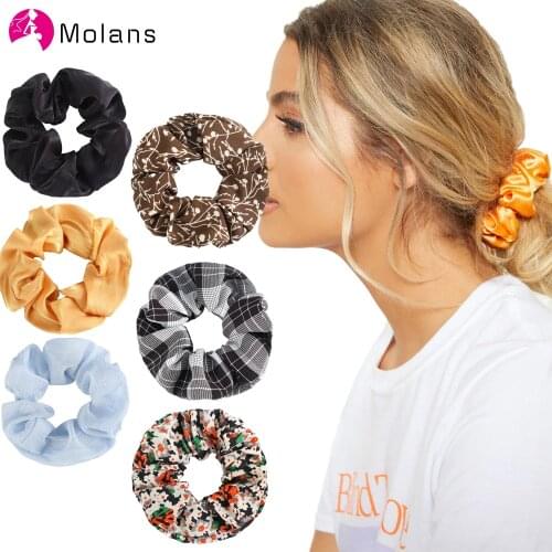 Molans Chiffon Hair Scrunchies Solid Color Hair Ponytail Holder Scrunchy Ring Head Rope Elastic Hair Ties for Girl Accessories
