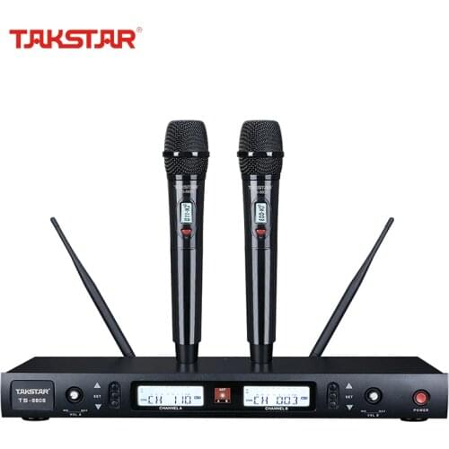 TAKSTAR TS-8808 Professional UHF Wireless Microphone with 2 Handheld Dual Channel MIC for Karaoke Home Entertainment Classroom