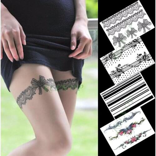 Waterproof Temporary Tattoo Sticker lace bow butterfly flowers fashion tatto flash tatoo fake tattoos for girl men women