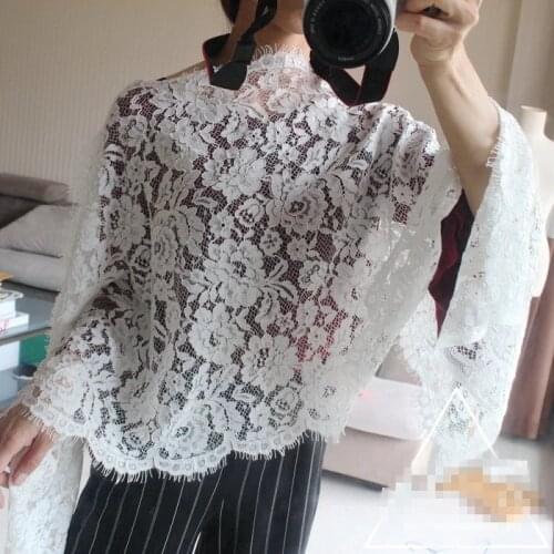 50cm x 300 cm off white and black fashion bordered hot style summber dress embroidered french chantilly lace trimming