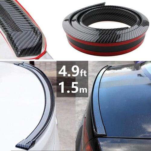 High Quality Universal Black Carbon Fiber 1.5 Meter Car Trunk Spoiler Roof Lip Kit with Glossy Punch-Free Installation