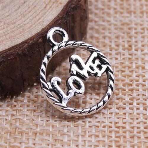 WYSIWYG 10pcs 16x16mm Antique Silver Color Love Charms Pendant For Jewelry Making DIY Jewelry Findings