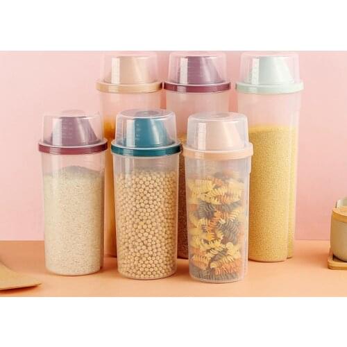 Grain Storage Box Sealed Cans Household Kitchen Plastic Covered With Transparent Jar Noodles Miscellaneous Grain Storage Cans