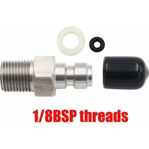 1/8 NPT 1/8BSPP M10 M8 Valve Core Type PCP 8mm Male Quick Head Connection One Way Foster Stainless Steel Fill Nipple