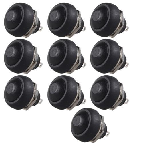 10Pcs Black Mini Round Switch 12mm Waterproof Momentary Push button Switch Sales