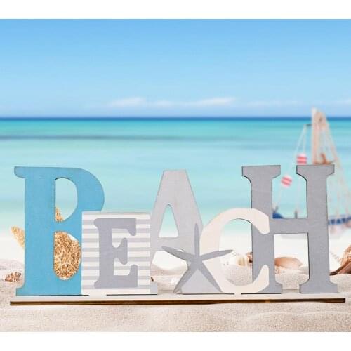 2021 Wooden Ornaments Letter Pattern Shooting Props Wood Beach Ocean Decorative Plaque for Table Ornament Home Decor