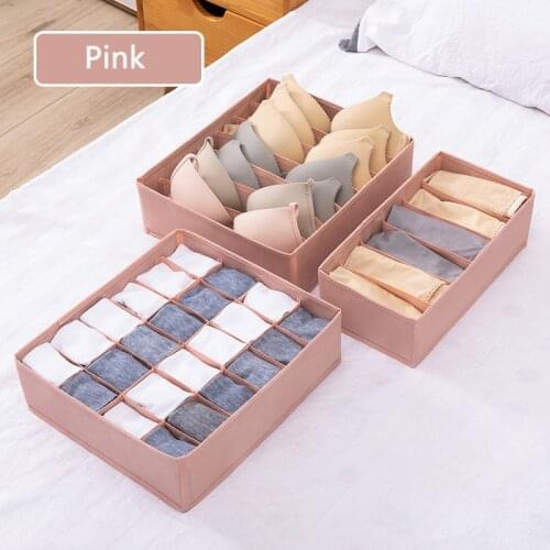 3pcs/set Multi-compartment Clothing Storage Box Household Socks and Underwear Foldable Compartment Drawer Storage Compartment