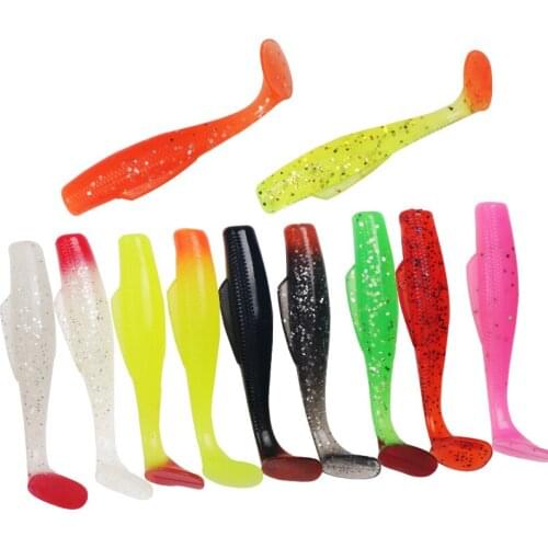 5pcs Soft Lure 80mm/5g Worm Soft Fish Fishing Lure Shad Manual Silicone Bass T-Tail Swimbait Leurre Peche Fishing Tackle Pesca