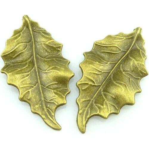 5Pcs Plant Leaf Charm Pendant for DIY Necklace Jewelry Making Handmade Craft 15804 47*26mm