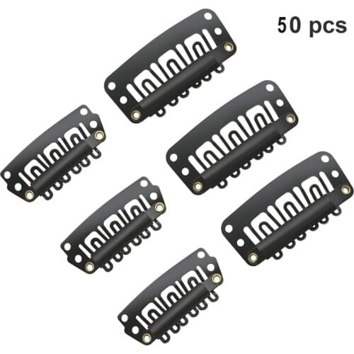 50pcs 2.3cm 2.8cm black color Wig Clips U Type Snap Clip For Hair Extension Wig Weft Wig PP Hairpins Large Clips Styling Tools