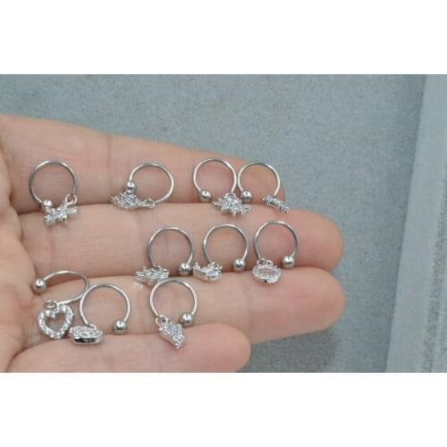 50pcs Body Jewelry Piercing - Horseshoes CZ Gems Earring Nose Lip Ear Helix Bar Lobe Cartilage Tragus Diath Rings NEW 20Gx8mm