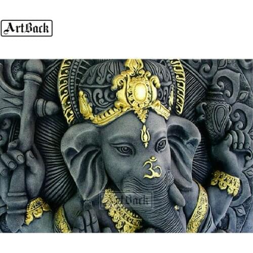 5d diy diamond painting Ganesha full square Hindu cross stitch 3d round diamond art 40x60cm handmade mosaic kit