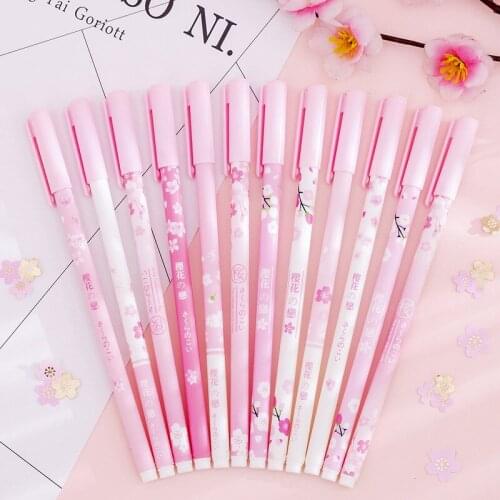 60pcs Kawaii Gel Pen Set cherry Pink Pens for School Office Supplies Cute Stationary 0.38mm Promotional Pen for Kids Girl Gift