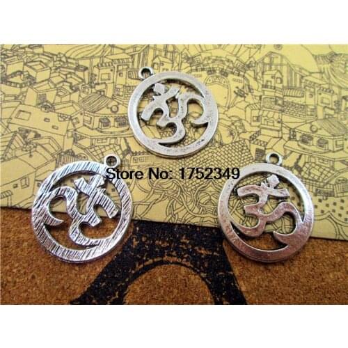 8pcs--Yoga Charms, Antique Tibetan Silver Delicate and Elegant Yoga charm pendant, OM charms 29X26mm
