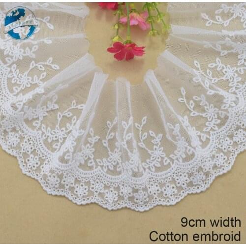 9cm white lace cotton embroidery lace french lace ribbon fabric guipure diy trims warp knitting sewing Accessories#3093