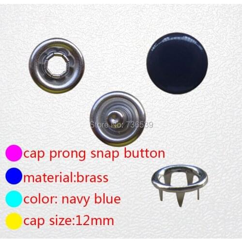 FREE SHIPPING- 12mm high quality brass navy blue cap prong snap button faster snap button