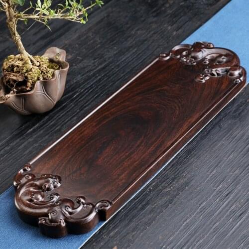 Trays Tea Whole Solid Wood Tea Tray Family Ebony Kungfu Tea Tray Carving Brave Troops Chinese Tea Set Wooden Tray Teaware