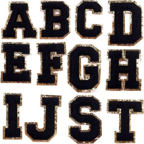 Black Towel English Letter Patches on clothes iron on patches for Clothing Embroidery Applique Child Women Clothing Accessories