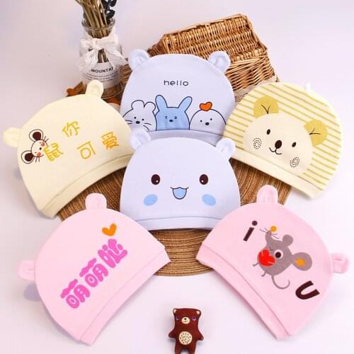 Cartoon Animal Kids Hat Infant Keep Warm Hats Newborn Cotton Print Caps Beanies Candy Color Baby Sleeping Cap Boy Girl Accessory
