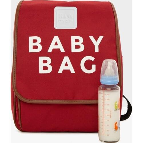 DEKOMELY Bordo Baby Bag Baskılı Kapaklı Sırt Çantası M000004709
