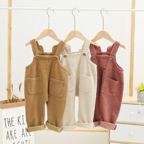 Unisex Kids Corduroy Overalls Casual Korean Suspenders Infant Jumpsuit for Girls Boys Pants Spring Autumn Toddler Baby Jumpsuits