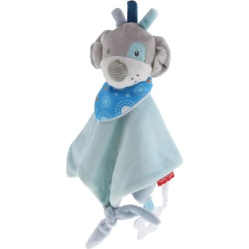 Baby Nursery Security Blanket Soft Minky Dot Fabric Lovey Animal Tag Blanket, Stuffed Plush Cuddle Newborn Blankie