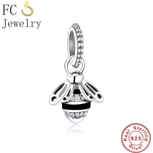 FC Jewelry Fit Original Charm Bracelet Real 925 Sterling Silver Zircon Honey Bee Honeycomb Bead For Making Women Berloque 2021