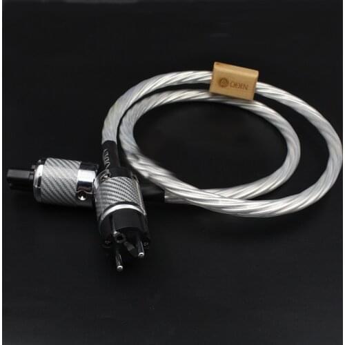 HIFI Silver-plated EU SCHUKO Power Cable Hi-end Super AC Power Cords with Carbon Fiber EU mains Power Plug