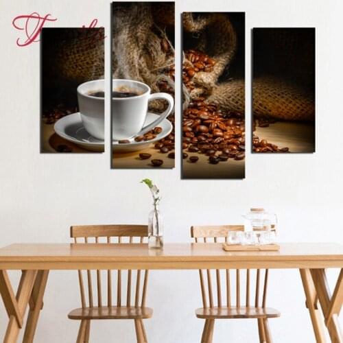 Picture diamond embroidery sale diamond painting coffee full square mosaic Modern kitchen decor of rhinestones cross-stitch 4pcs