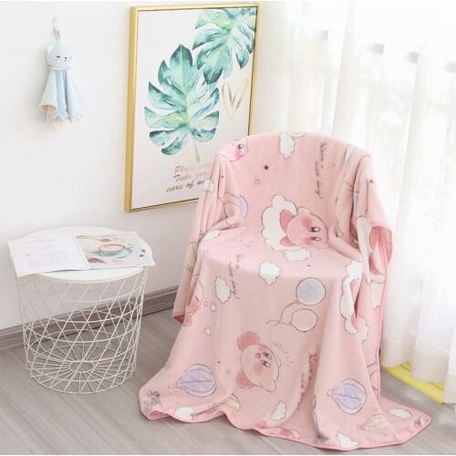 Kawaii Kirbs Pink Elf Big Size Flannel Blanket Plush Toy Stuffed Doll Anime Pillowcase Houseware Home Decorations Girls Gift