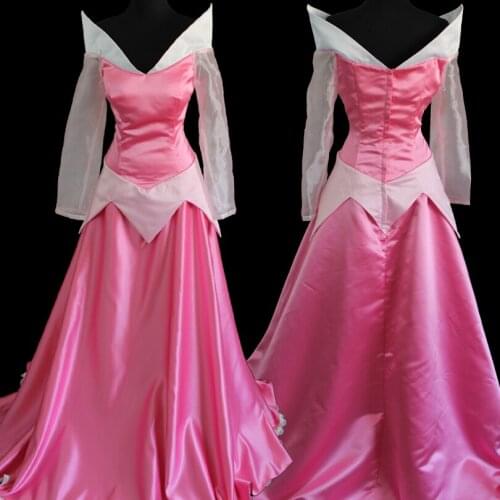 Sleeping Beautiful Girl Cosplay Princess Aurora Costume Adult Women Long Sleeves Dress Fancy Halloween Carnival Party Gown