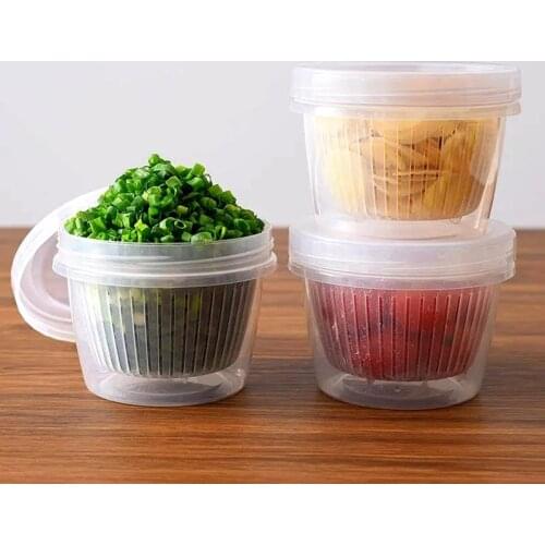 Kitchen storage box refrigerator special green onion ginger garlic storage box sealed plastic drain fruit box set food storage