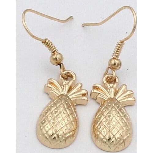Gold color small cute pineapple earrings for women alloy nickel free jewelry accessories fashion bijoux femme gifts fj820