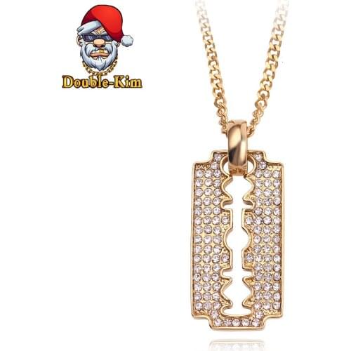 The Blade Zirocn Pendant Necklace Men Hiphop Rock Street Culture Alloy Inlaid Zircon Chain Necklace Trendy Fashion Man Jewelry