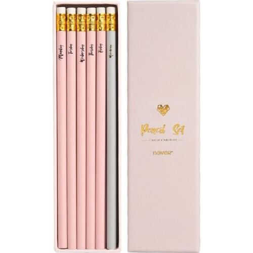 Never Pink Series Set for Creative Hb Macaron Business Girls Kids Student Supply School & Creative Cute Wooden HB Pencil