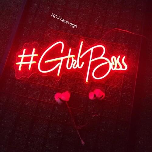 HDJSign Custom Neon Light Sign led# Girl Boss Waterproof Visual Art Bar Pub Club Wall Hanging acrylic Flexible Decorationm