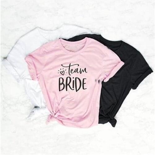 New Fashion Short Sleeve T Shirt For Women Team Bride Letters Print T Shirt Harajuku Tshirt Women Tops Off The Shoulder
