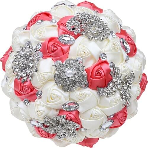 New Hot Sale Wedding Bouquet for Bride and Bridesmaid, Diamond Ribbon, Artificial Rose, Sister Group Wedding Props W308