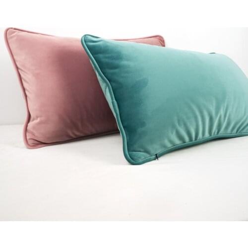 Piping Design Flesh Pink Blue Thickened Velvet Cushion Cover Sofa Bed Pillow Case No Balling-up Home Decor Without Stuffing