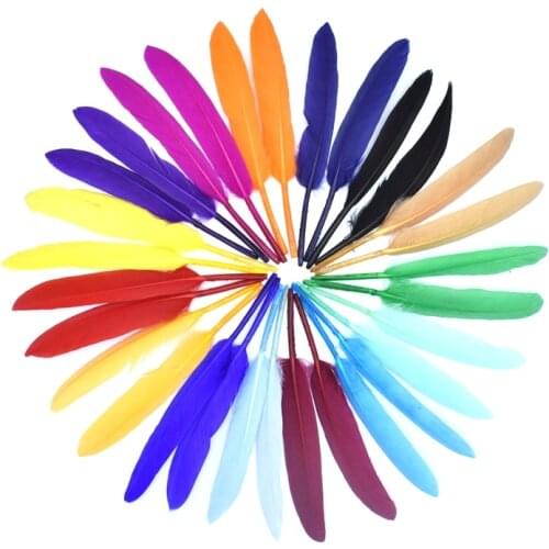 Wholesale 100Pcs/Lot Beautiful Duck Feathers for Needlework 10-16CM/4-6" Colored Goose Feathers Jewelry Needlework Accessories