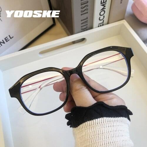 YOOSKE Transparent Optical Glasses Frames Women Men Black Irregular Square Eyeglasses Frame for Woman Mens Retro Spectacles