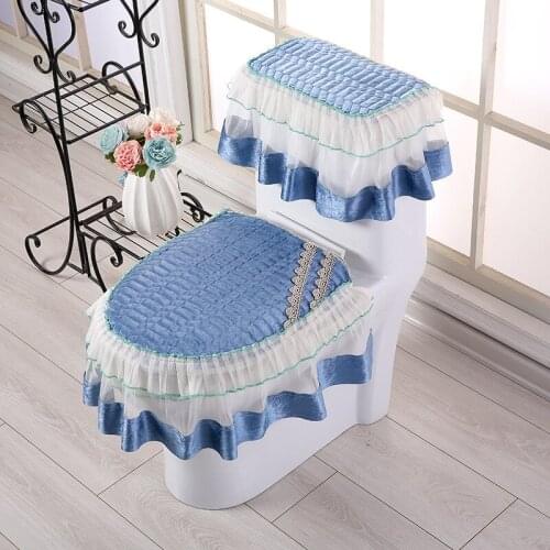 Dust Cover Fabric Auspicious Three-piece Toilet Seat Dustproof Gold Velvet Toilet Cover Restroom Decoration Accessories