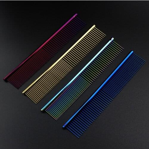 Aluminum alloy pet grooming Color comb tangle combs dog grooming hair scissors massage comb Dog Trimming hair brush Pengpet comb