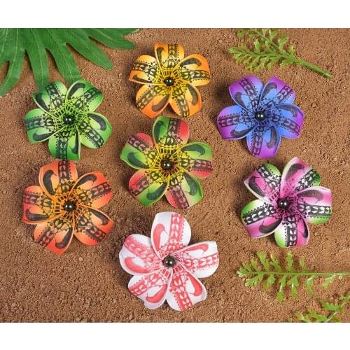 MIXED COLORS Free Shipping 80pcs/lot F1183-1 9CM Foam Tiare Hair Pick W BLACK Shell Pearl Hawaii Tropical Flower Accessories