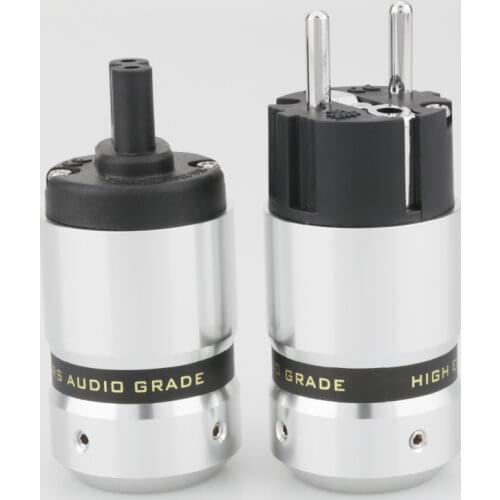 Preffair Hi-end Rhodium Plated Brass Schuko Male Plug Hifi Figure 8 IEC C7 Plug Female Socket DIY Power Cord Cable