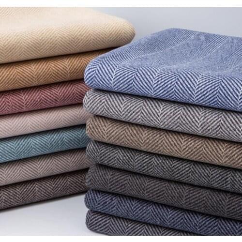 Woolen Jacket Suit Fabric Winter Trend Thick Herringbone Clothing Fabric DIY Cashmere Overcoat