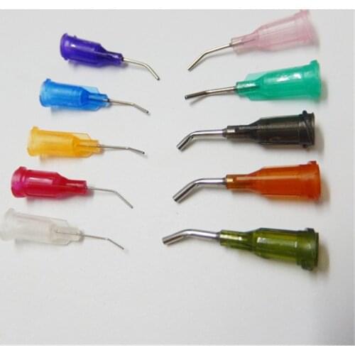 Angle 45 degrees elbow point plastic seat stainless steel screw precision curved needle dispensing needle curved needle mouth