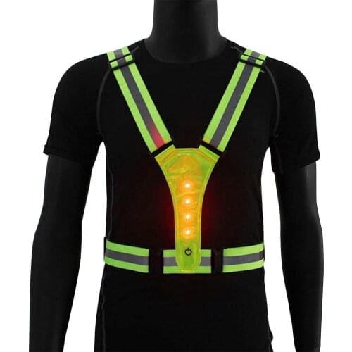 Cycling LED Signal Vest 360 Degree Visible Reflective Vest Elastic Adjustable Night Running Safety Lighting Warning Vest Belt