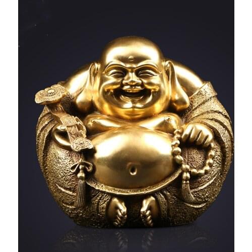 Vintage | Brass | Bronze | Laughing Buddha Highland Metal Figurine Statue home Maitreya Buddha, Laughing Buddha religion meditat